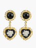 Bouquet Cameo Earrings by Vintouch Jewels, hand-carved from porcelain and set in 18k gold plated silver, pending on black onyx gemstones. 
