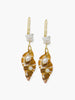 Cast from 18k gold over silver, these stylish earrings are made with white coral splinters and baroque pearls, featuring an orange Triton shell enriched with pearls or turquoise. 